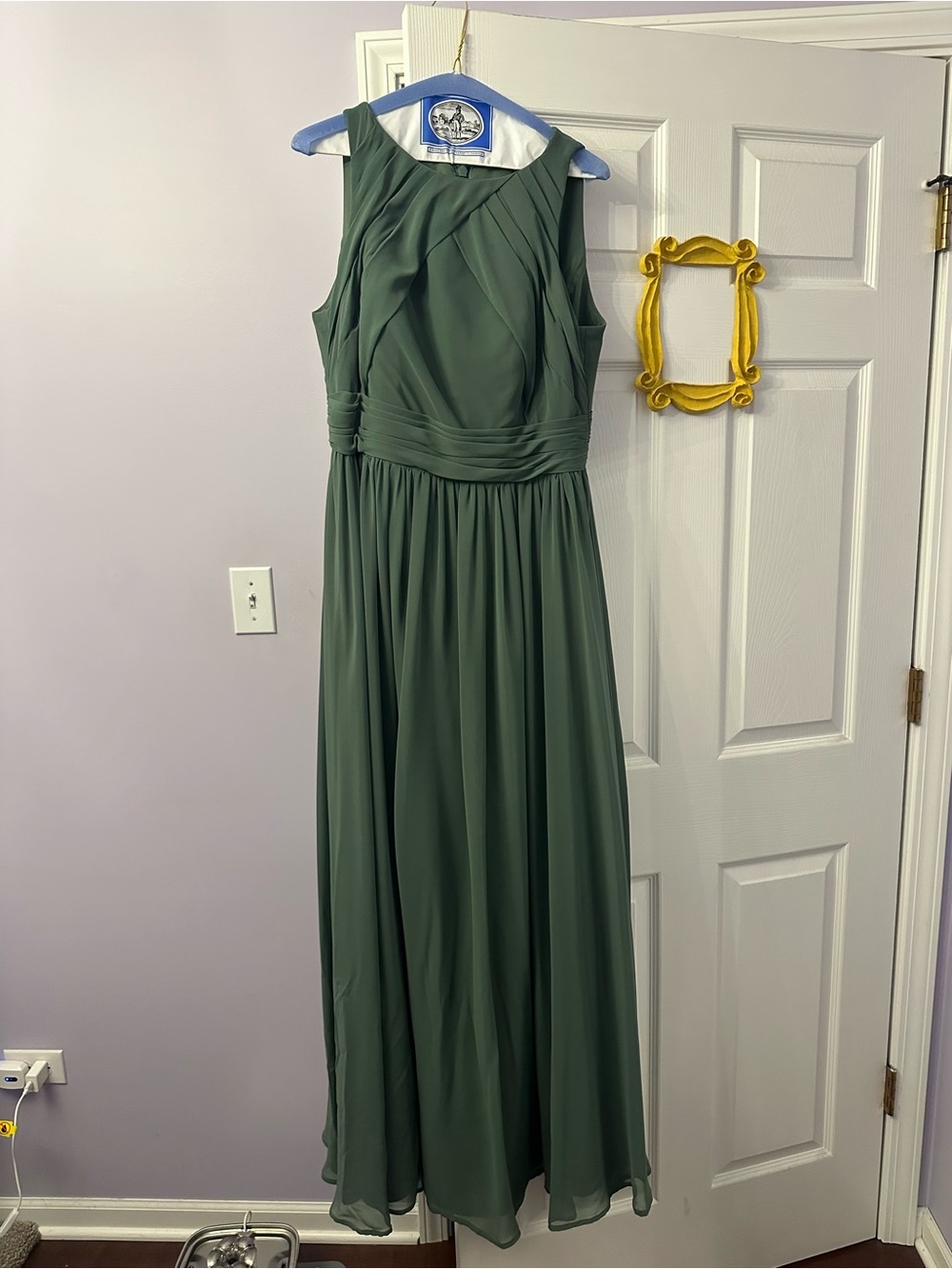 Azazie Harper Eucalyptus A-Line Pleated Chiffon Dress